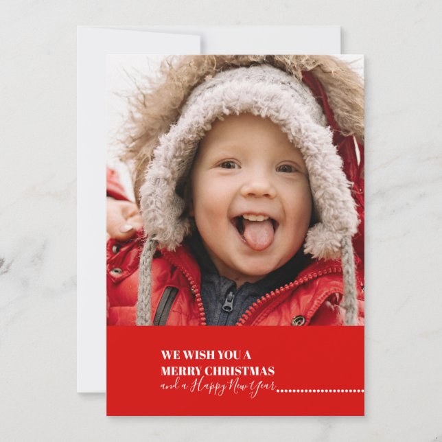 Christmas Holiday Red Snowflake Photo Card (Front)