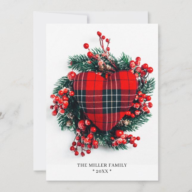 Christmas Holiday Red Tartan Heart Photo (Front)