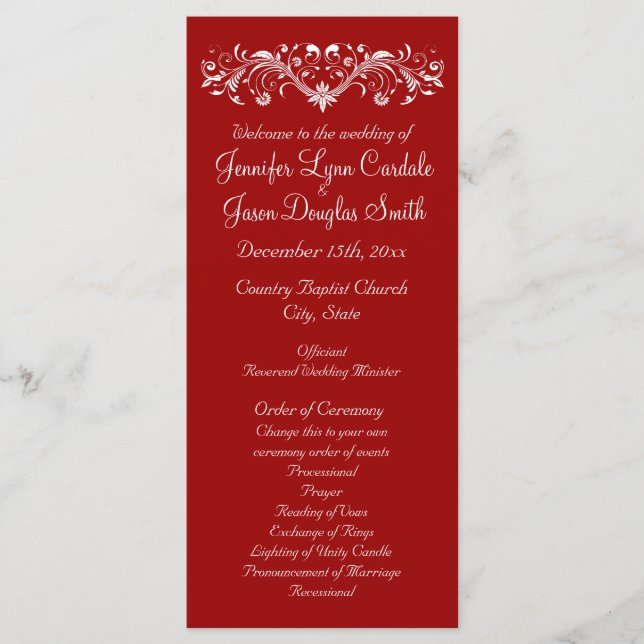 Christmas Holiday Red Wedding Programs (Front)