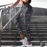 Christmas Holiday Red White Festive Candy Canes Capri Leggings<br><div class="desc">Christmas Holiday Red White Festive Candy Canes Capri Leggings. This modern holidays design features red and white candy canes decorated with holly on a navy blue background. Perfect for Christmas and the holiday season. Created by Evco Holidays www.zazzle.com/store/evcoholidays</div>