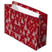 Christmas Holiday Red & White Large Gift Bag
