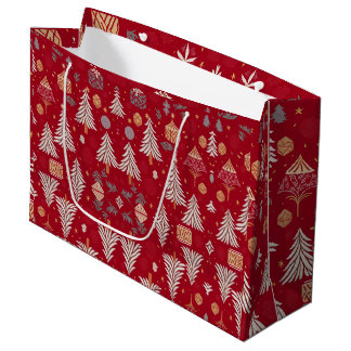 Christmas Holiday Red & White Large Gift Bag