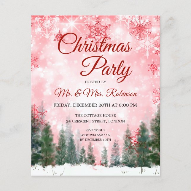 Christmas Holiday Red Winter Wonderland INVITE Flyer (Front)