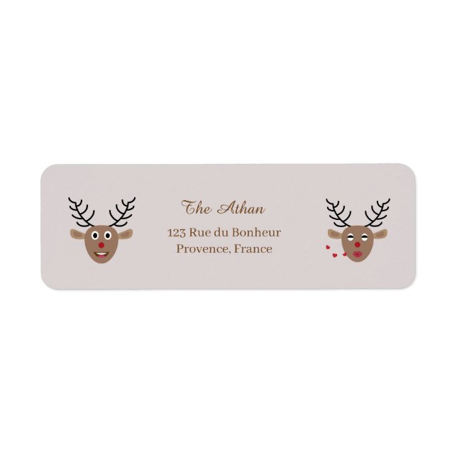 Christmas Holiday Reindeer Blush Return Address Return Address Label (Front)