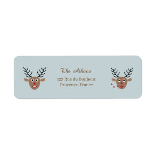 Christmas Holiday Reindeer Dusty Blue Address Return Address Label