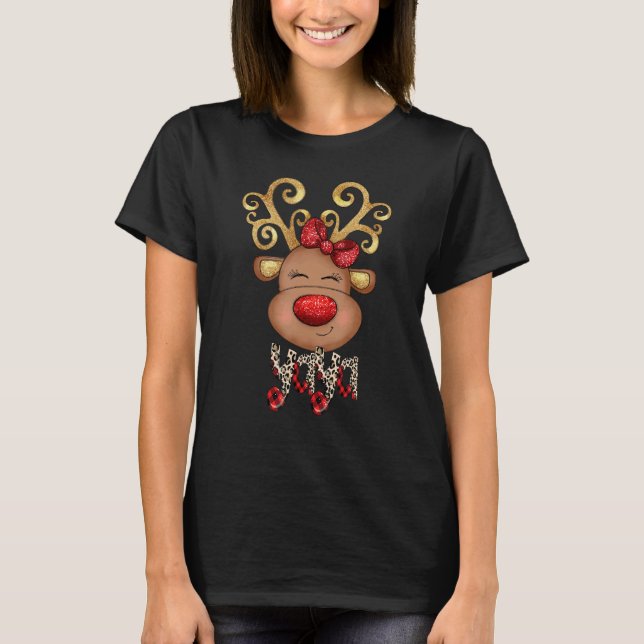 Christmas Holiday Reindeer YAYA Buffalo Plaid Chee T-Shirt (Front)