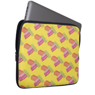 Christmas Holiday Ribbon Candy Xmas Foodie Yellow Laptop Sleeve