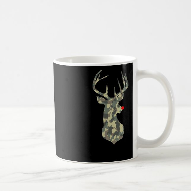 Christmas Holiday Rudolf Reindeer Red Nose Camo Hu Coffee Mug (Right)