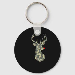 Christmas Holiday Rudolf Reindeer Red Nose Camo Hu Key Ring