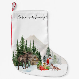 Christmas Holiday Rustic Woodland Moose Custom Small Christmas Stocking