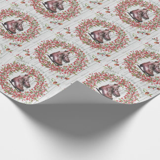 Christmas Holiday Rustic Wreath and Skates Wrapping Paper