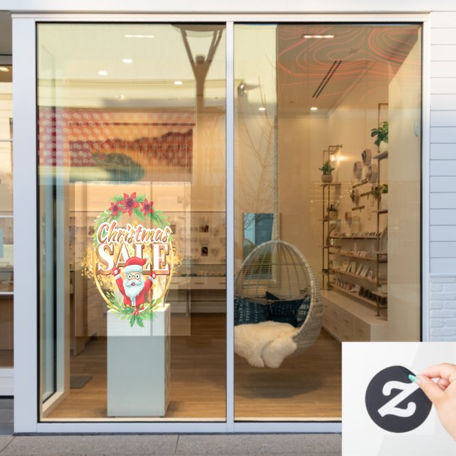 Christmas Holiday Sale Santa Claus Holly Berry  (Store Window)