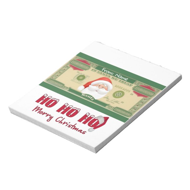 Christmas Holiday Santa Billion Candy Bar Wrappers Notepad (Rotated)