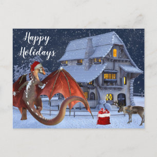 Christmas Holiday Santa Dragon Postcard
