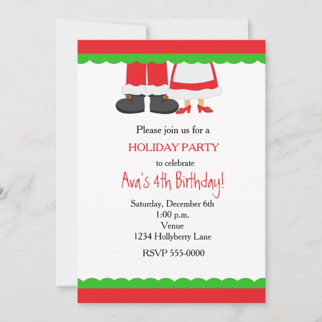 Christmas Holiday Santa Mrs.Claus Party Invitation (Front)