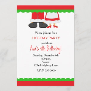 Christmas Holiday Santa Mrs.Claus Party Invitation