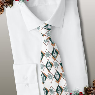 Christmas Holiday Scandinavian Red Green Pattern Tie