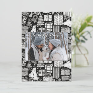 Christmas Holiday Season Black White Holiday Card