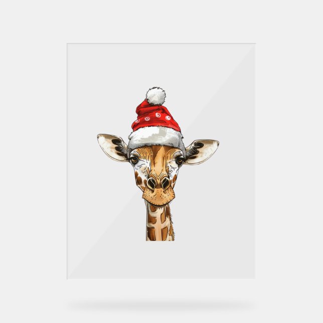 Christmas Holiday Season Xmas Giraffe   Acrylic Sign (Front)