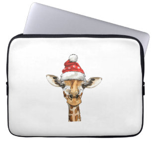 Christmas Holiday Season Xmas Giraffe   Laptop Sleeve