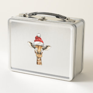 Christmas Holiday Season Xmas Giraffe Metal Lunch Box