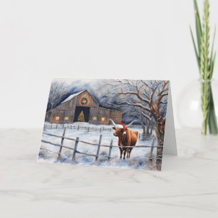 Christmas Holiday Seasons Cow Country Western Card