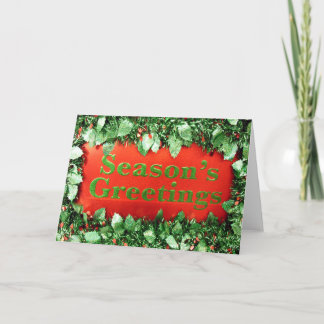 Christmas Holiday Seasons Greetings Glitter Holly