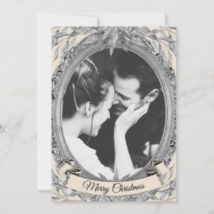 Christmas Holiday Silver Leaf Wreath Frame Photo