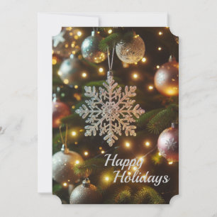 Christmas Holiday Silver Snowflake Ornaments  Card