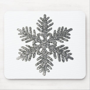Christmas Holiday Silver Snowflake Star Design. Mouse Pad