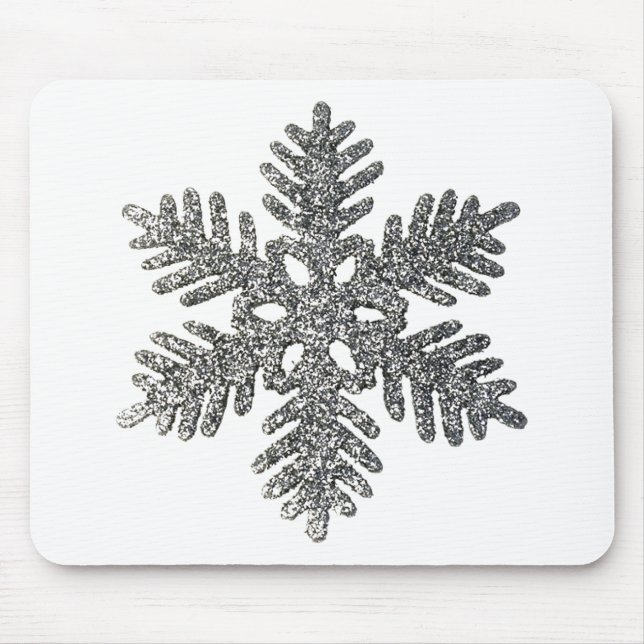 Christmas Holiday Silver Snowflake Star Design. Mouse Pad (Front)