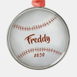 Christmas Holiday Simple Baseball Sports Athlete Metal Ornament