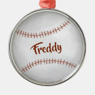 Christmas Holiday Simple Baseball Sports Athlete Metal Ornament