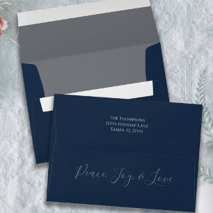 Christmas Holiday Simple Elegant Navy Blue Envelope
