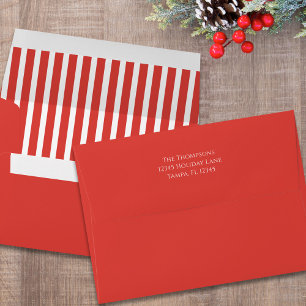 Christmas Holiday Simple Elegant Red Striped Envelope