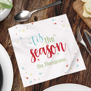 Christmas Holiday Simple Festive Tis the Season  Napkin