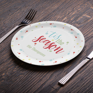 Christmas Holiday Simple Festive Tis the Season   Paper Plate