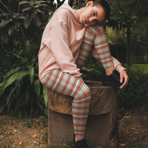 Christmas Holiday Simple Rustic Red Green Plaid Leggings