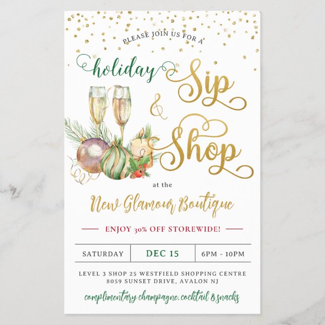 Christmas Holiday Sip and Shop Champagne Store  Flyer (Front)