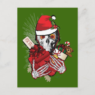 Christmas Holiday Skull Postcard