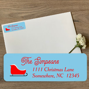 Christmas Holiday Sleigh Return Address Label
