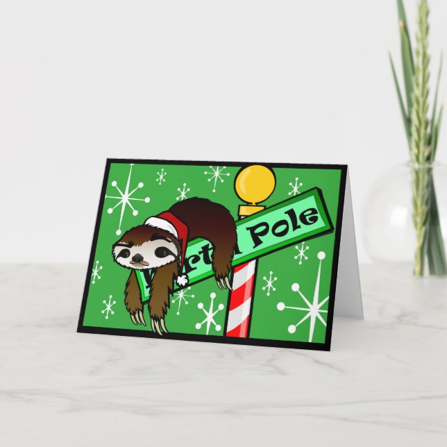 CHRISTMAS HOLIDAY SLOTH GRAPHIC GREETING CARD (Front)