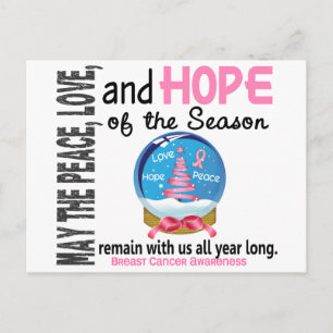 Christmas Holiday Snow Globe 1 Breast Cancer Postcard