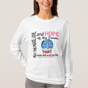 Christmas Holiday Snow Globe 1 Breast Cancer T-Shirt