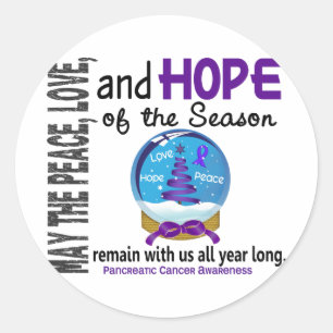 Christmas Holiday Snow Globe 1 Pancreatic Cancer Classic Round Sticker