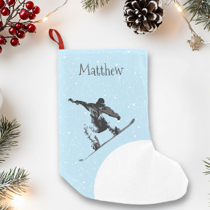 Christmas Holiday Snowboarding Personalised Snow Small Christmas Stocking