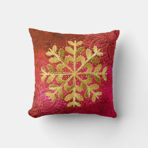 Christmas Holiday Snowflake Chrysanthemum Pillow