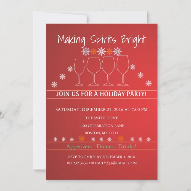 Christmas Holiday Snowflake Party Invitation (Front)