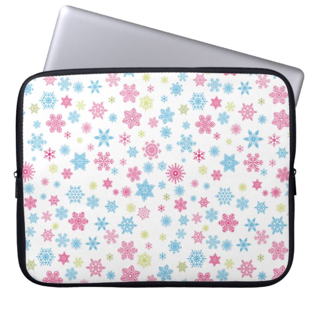 Christmas Holiday Snowflake Pattern Laptop Sleeve (Front)