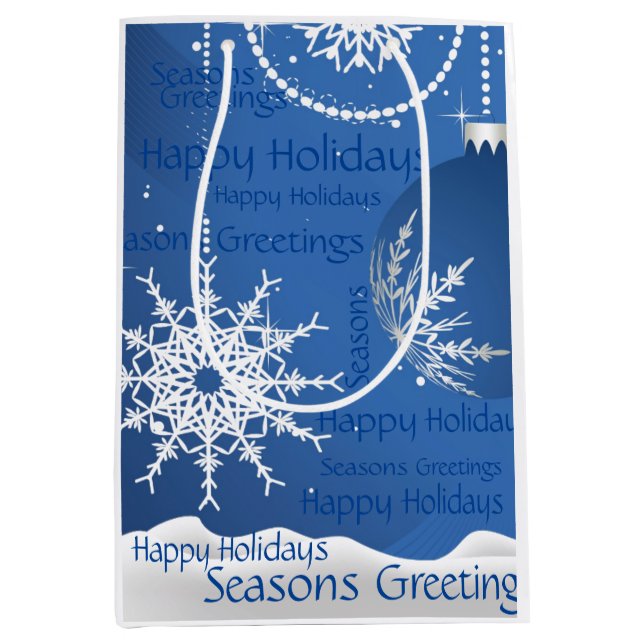 Christmas/ Holiday Snowflake, Snow Add Name Medium Gift Bag (Front)